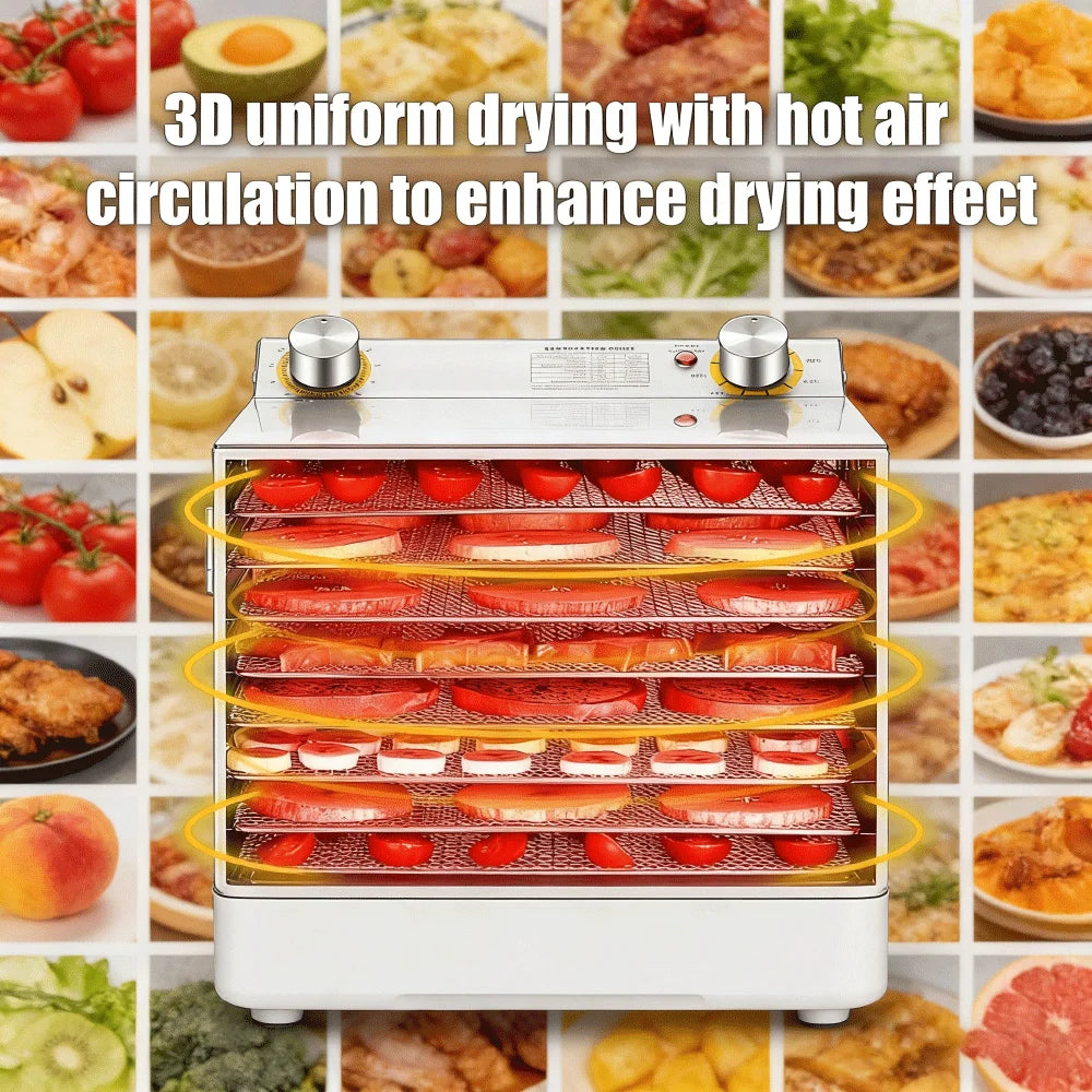 6/8/12/18 Layers Food Dehydrator Fruit Timing Temperature Air