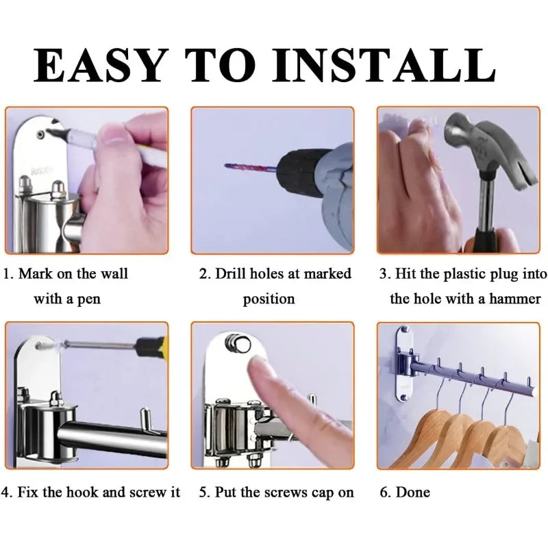 Clothes Hanger Rack Swing Arm Folding Clothes Hanger