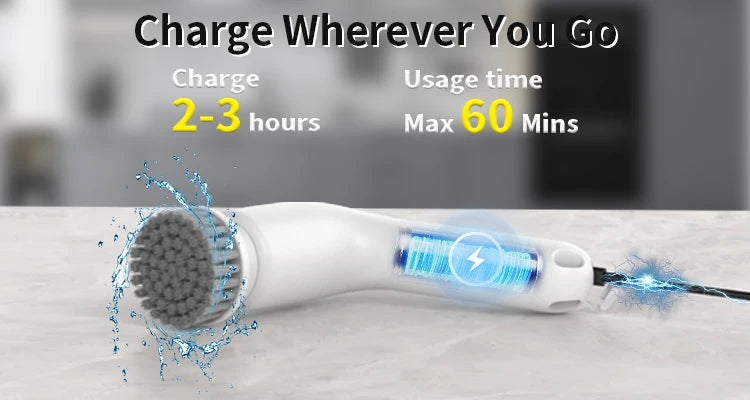 Electric Cleaning Brush 4-In-1 Multiple Functions Long Handle
