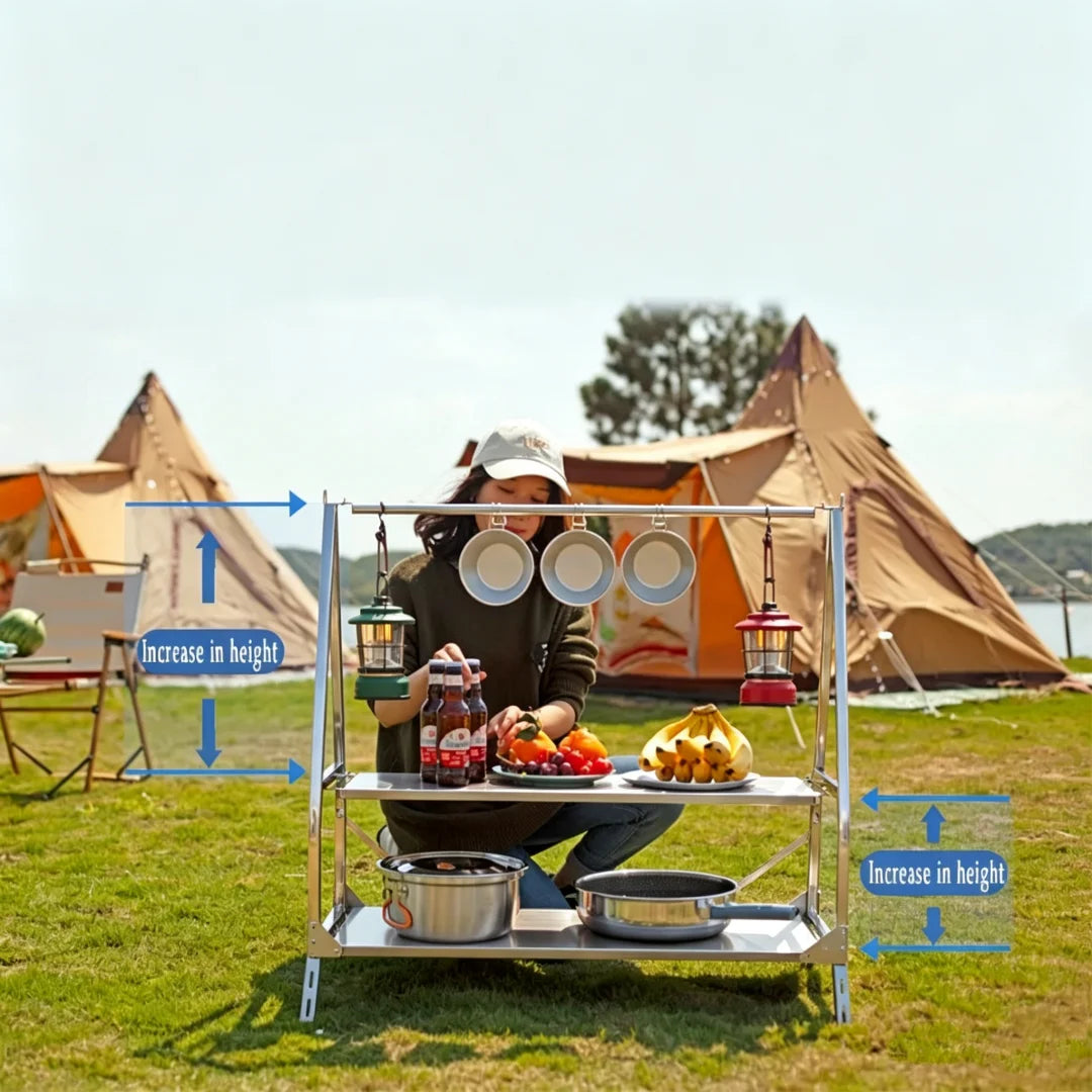 Outdoor Camping Storage Shelf Folding Shelf Storage Rack