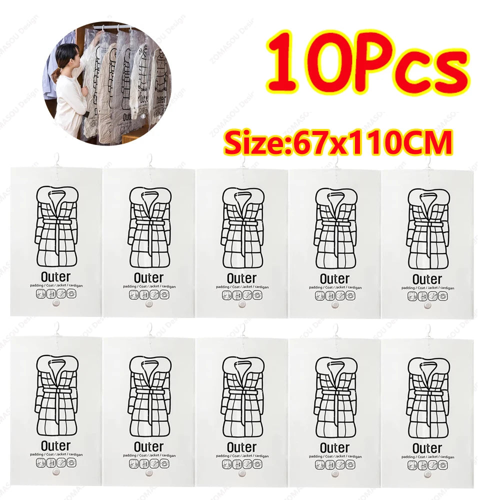 1-10pcs Hanging Vacuum Storage Bag Reusable Space Saver