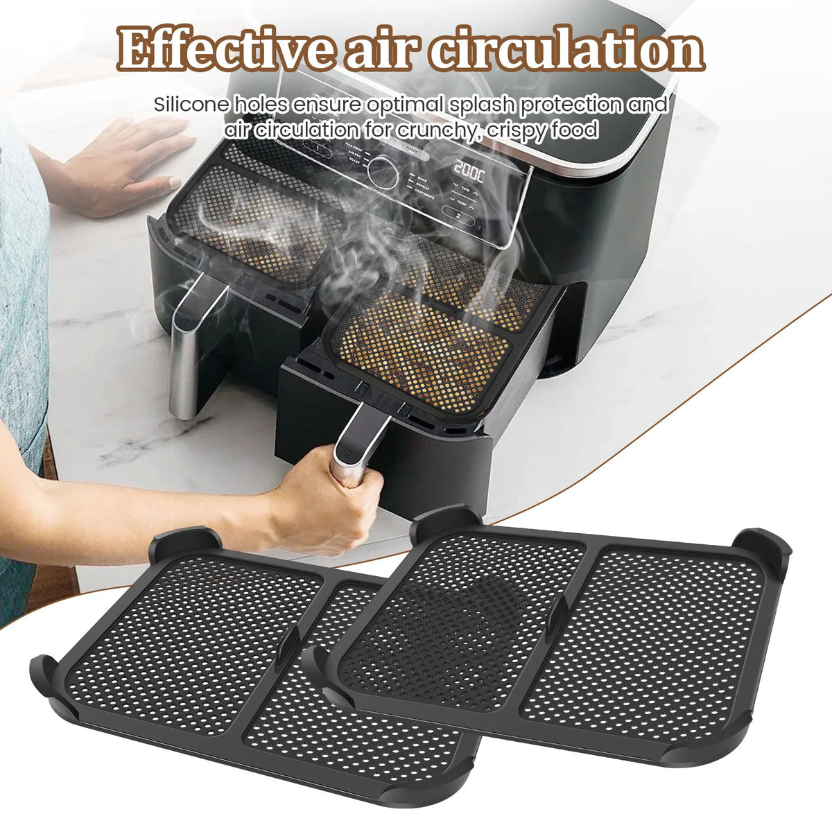 2pcs Air Fryer Splatter Guard Heat Resistant Air