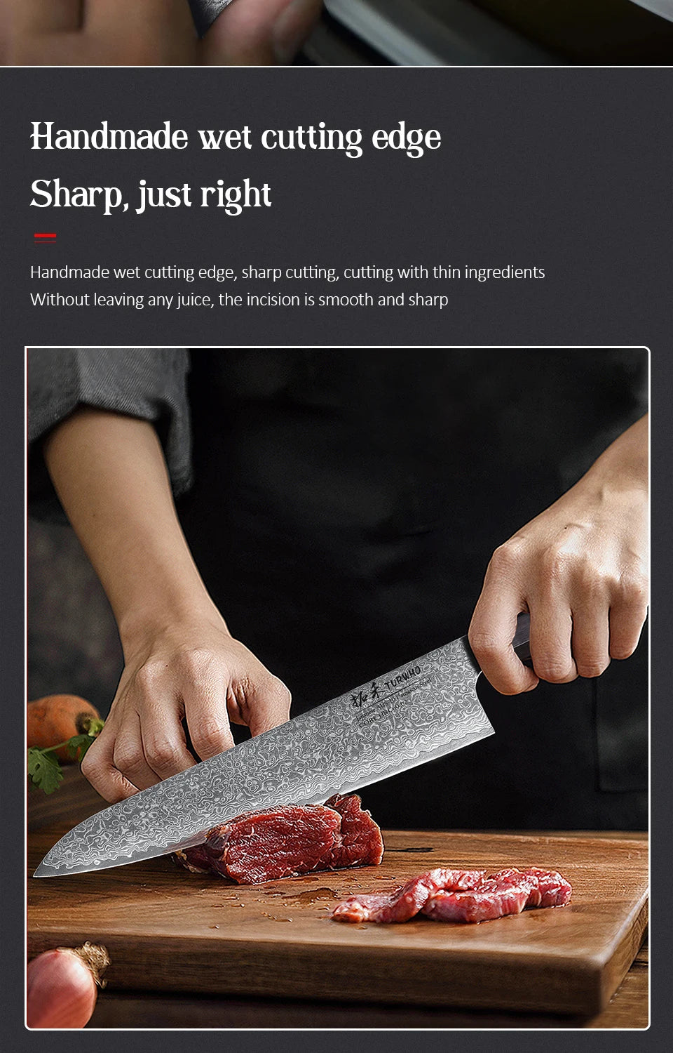 Turwho Hand Forged Japanese Chef Knife Damascus Steel