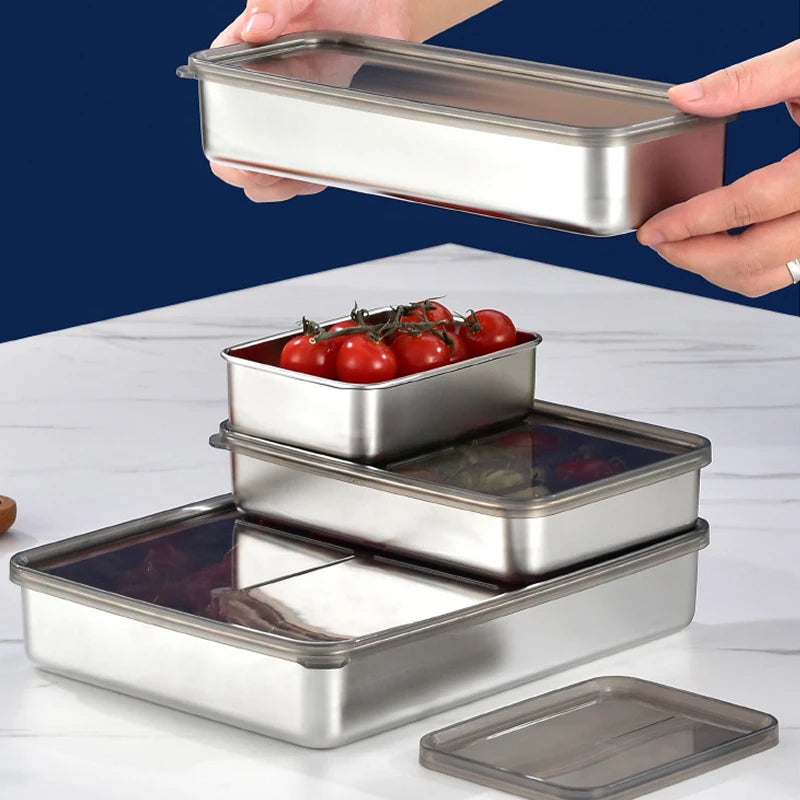 Stainless Steel Food Storage Serving Trays Rectangle Sausage
