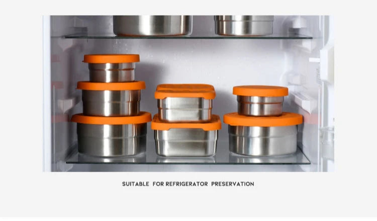 Stainless Steel Food Storage Box Silicone Lid Lunch
