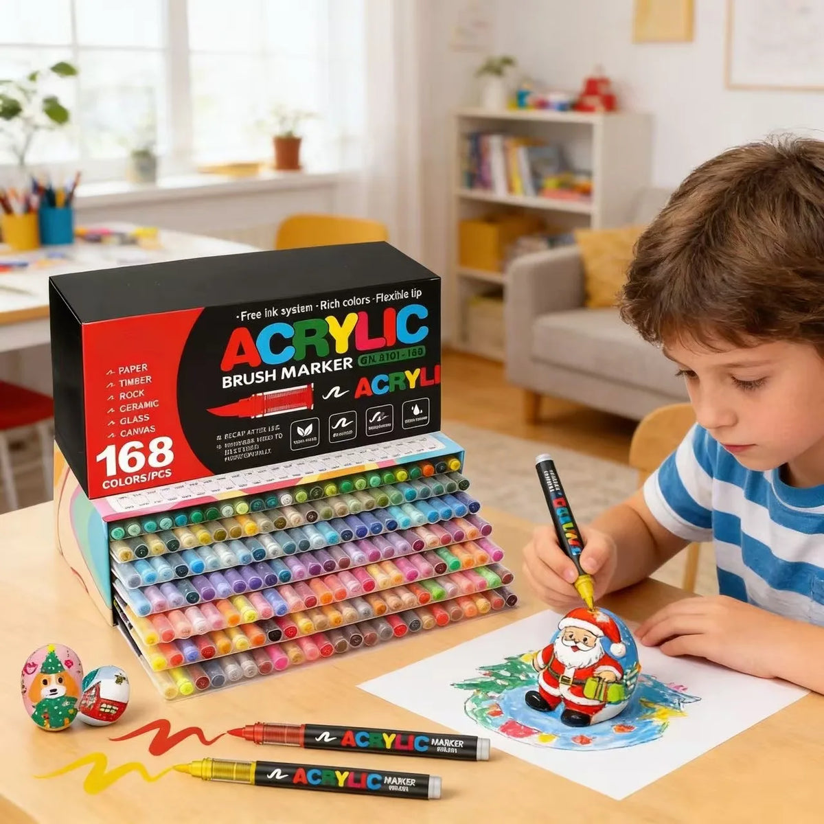 12-408 Colors Acrylic Paint Pen Acrylic Markers Brush