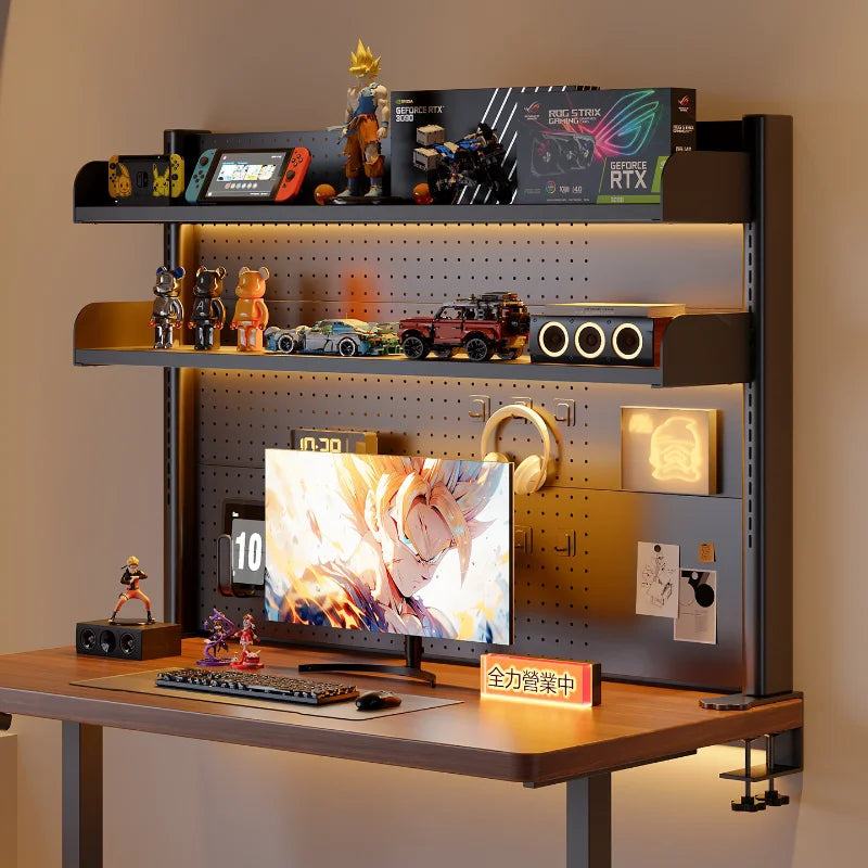 Clamp On Desk Shelf Pegboard Adjustable 2/3 Tier
