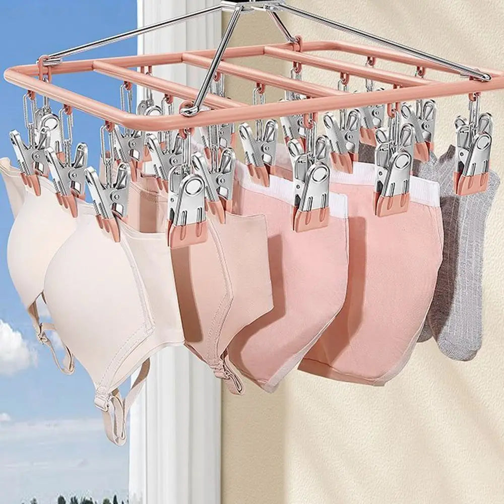 Stainless Steel Clothes Drying Rack Non-Slip 18/24 Clips