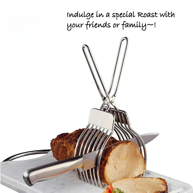 Stainless Steel Roast Beef Cutting Tongs Meat Bread