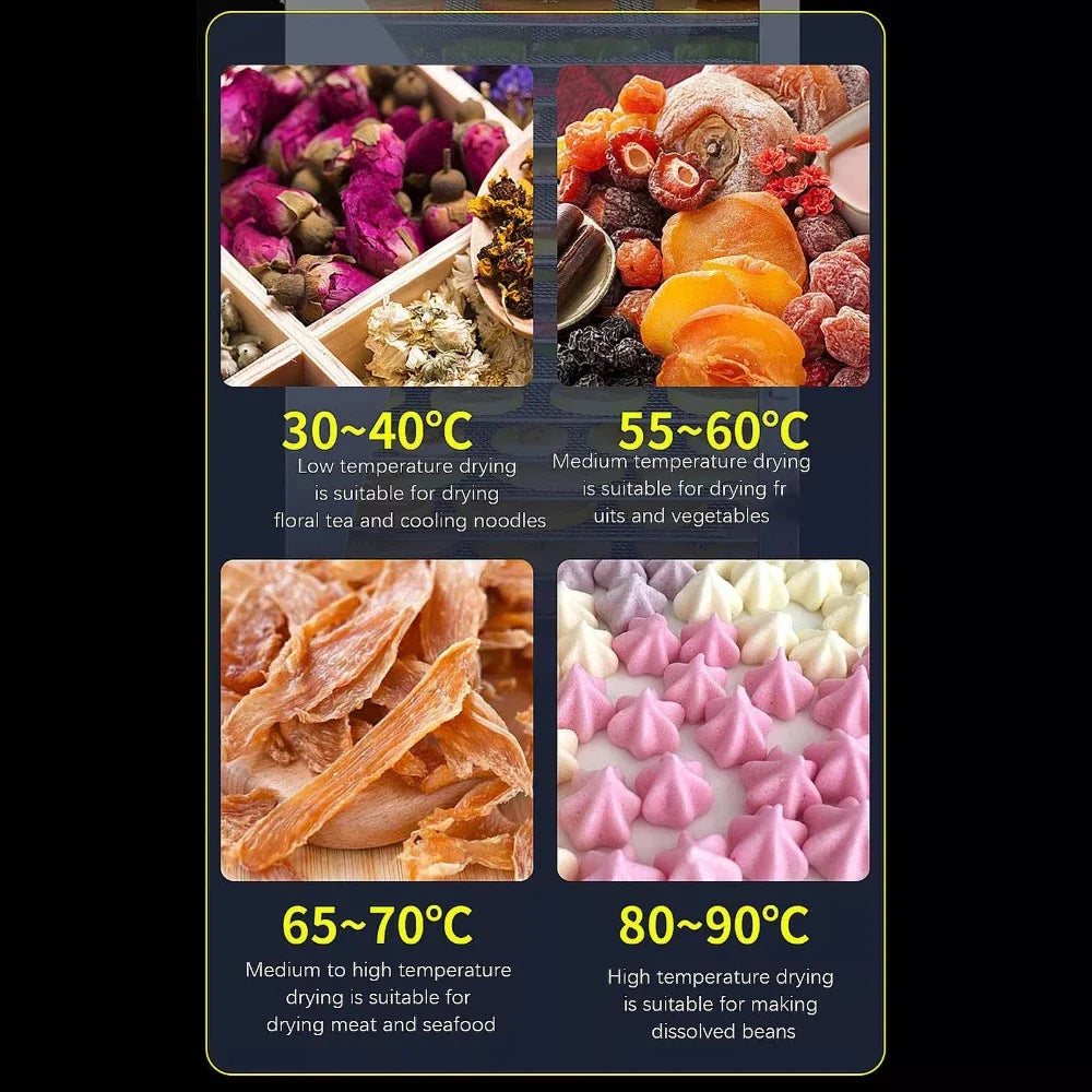 6/8/12/18 Layers Food Dehydrator Fruit Timing Temperature Air