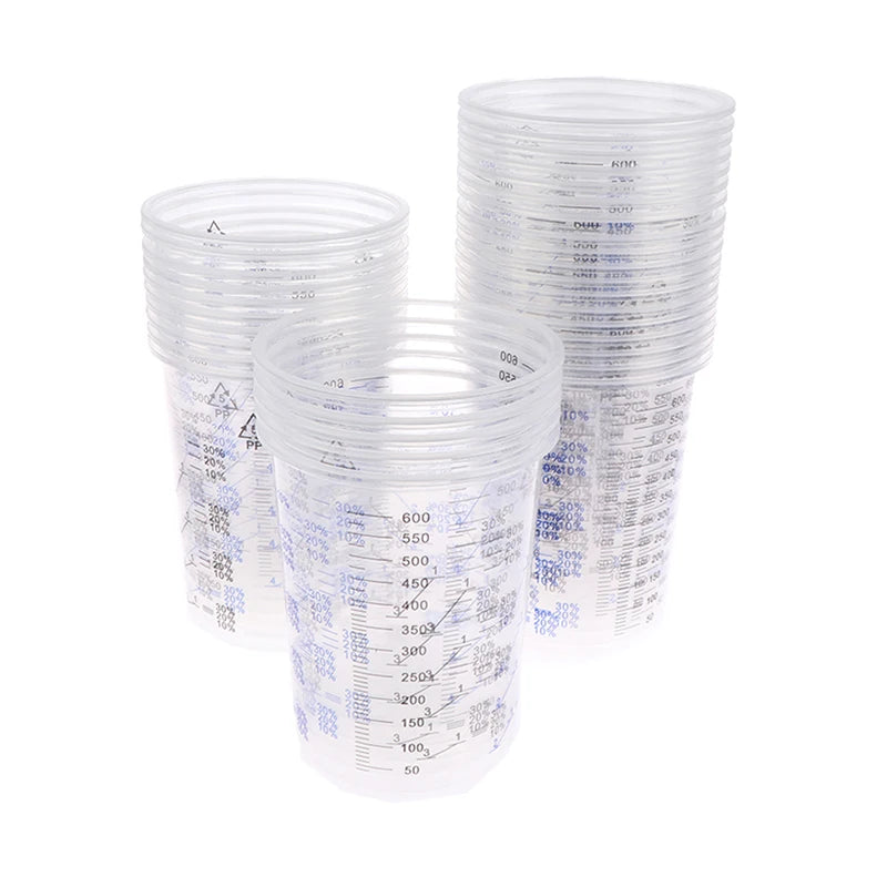 10/50pcs 600ml Disposable Paint Mixing Calibrated Cup Transparent