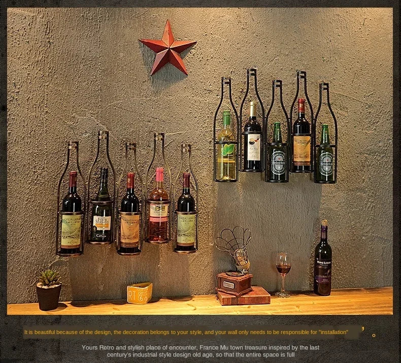 American Industrial Style Iron Hanging Wine Rack Material