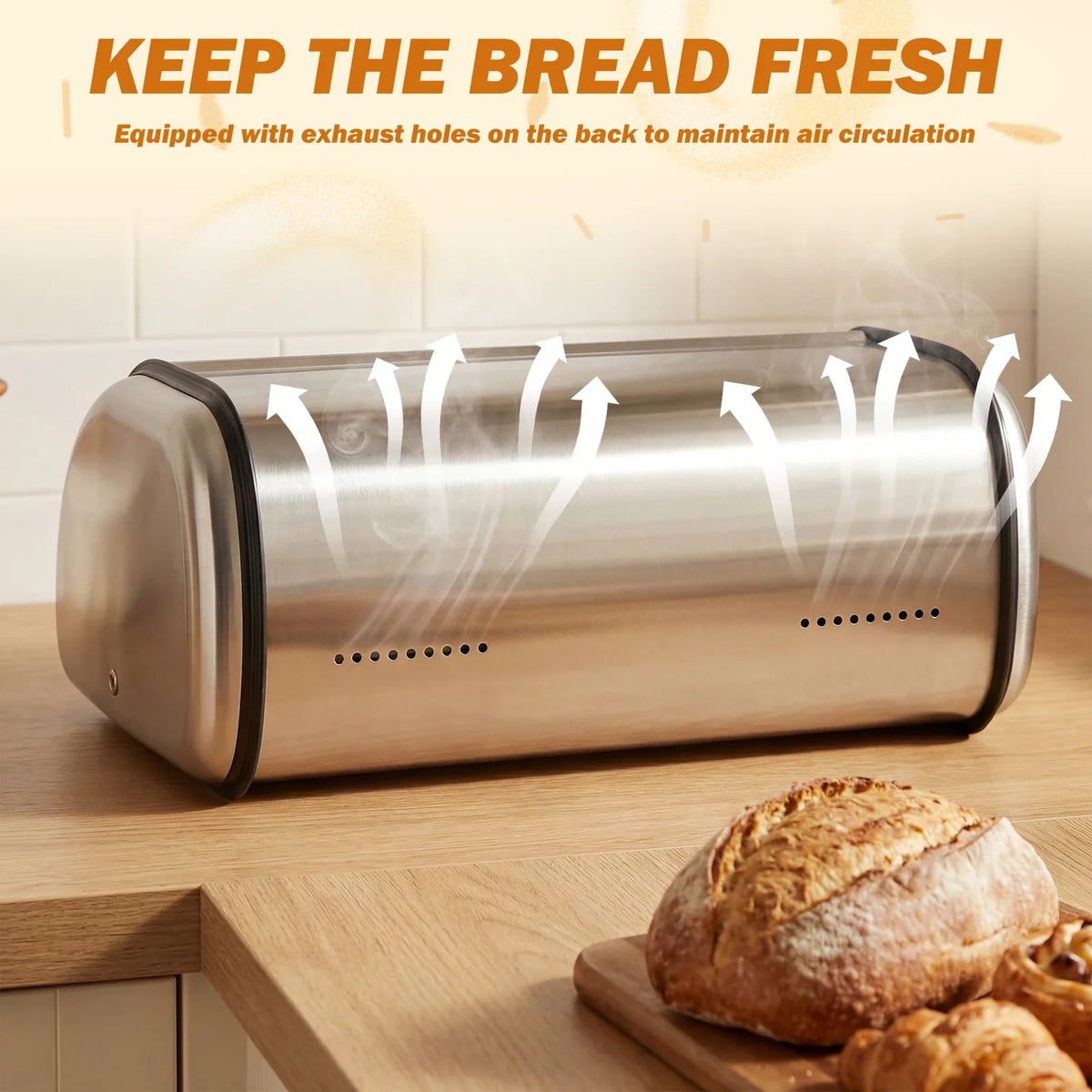Stainless Steel Bread Box Large Capacity Bread Storage