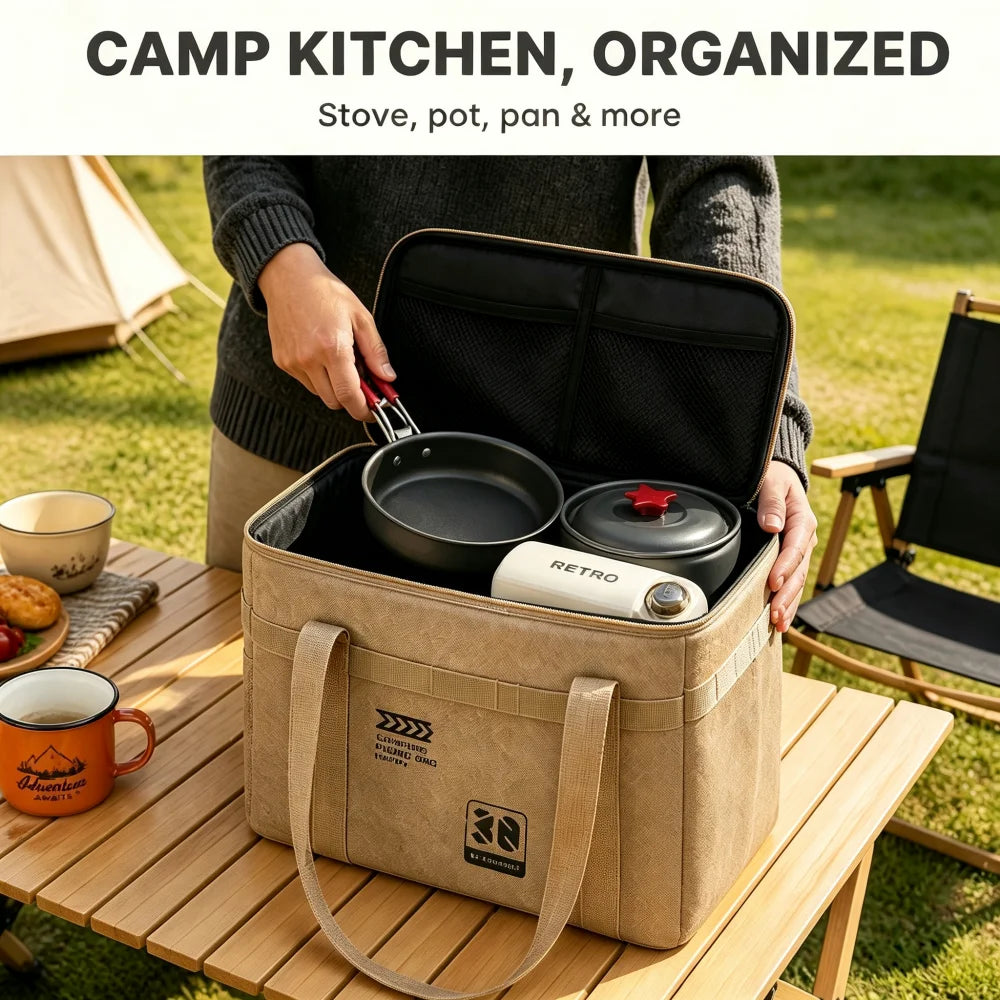 30l Camping Cookware Storage Bag Waterproof Outdoor Organizer