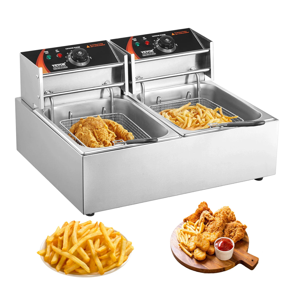 Succebuy 12l Commercial Electric Deep Fryer W/Dual Tanks