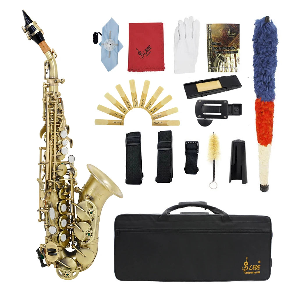 Slade Soprano Saxophone Flat Brass Sax Professional Saxophone