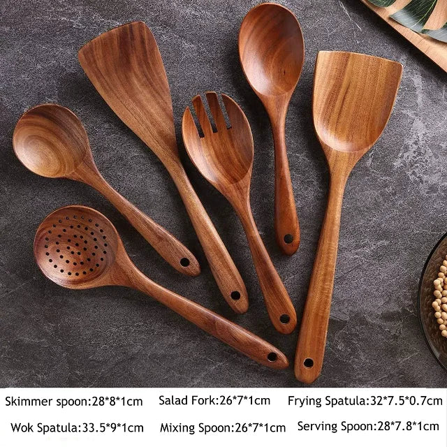 Wooden Utensils Sets Acacia Wood Long Handle Spatula