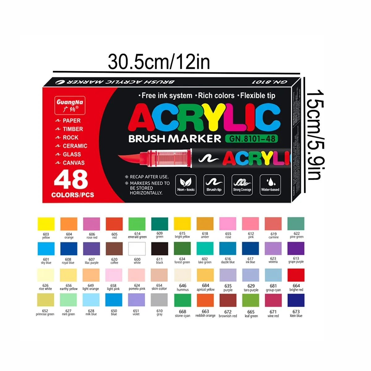 Guangna Acrylic Paint Markers Brush Tip Direct-Liquid Ink