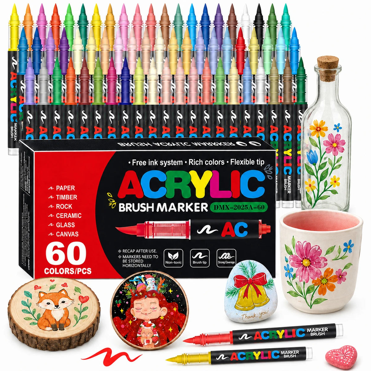 12-366 Colors Acrylic Paint Markers Quick Dry Brush