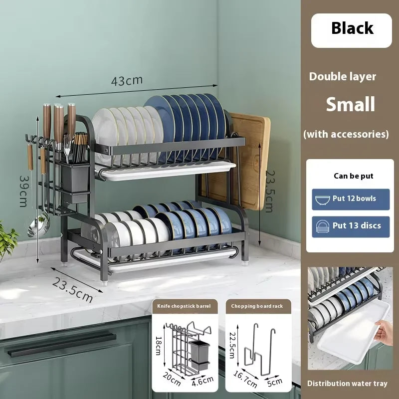Dish Drying Rack 3-Tier Compact Dish Rack Drainboard