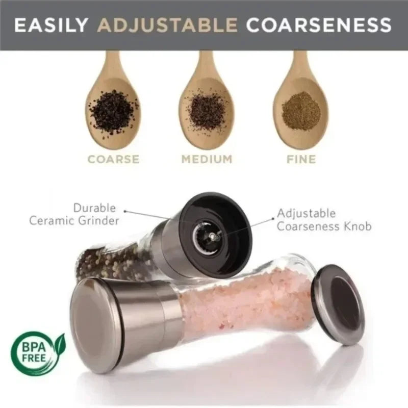 180/200ml Pepper Grinder Stainless Steel Glass Spice Bottle