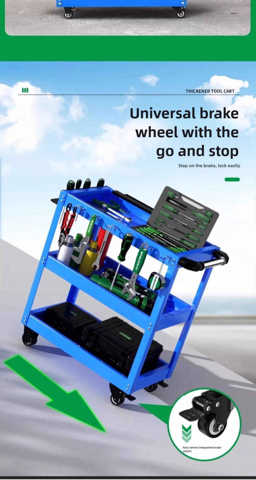 Baolian Mechanical Workshop Toolscart Trolley Brake Wheels