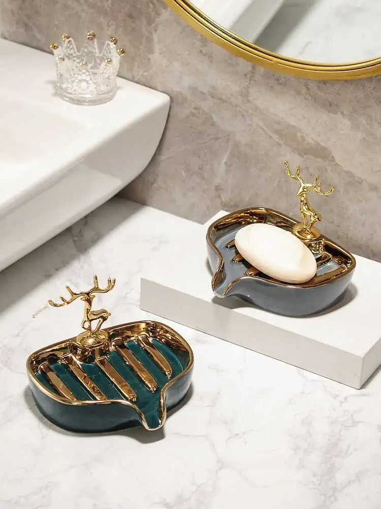 Ceramic Soap Box Soap Dish Bathroom Supplies Drain