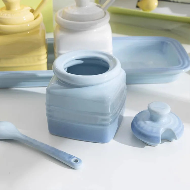 3pcs Ceramic Spice Container Storing Salt Sugar Pepper