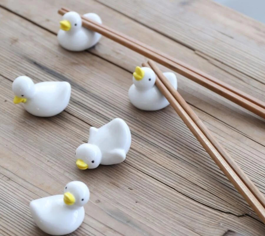 1-5pcs Funny Duck Ceramic Crafts Chopstick Shelf Resturant