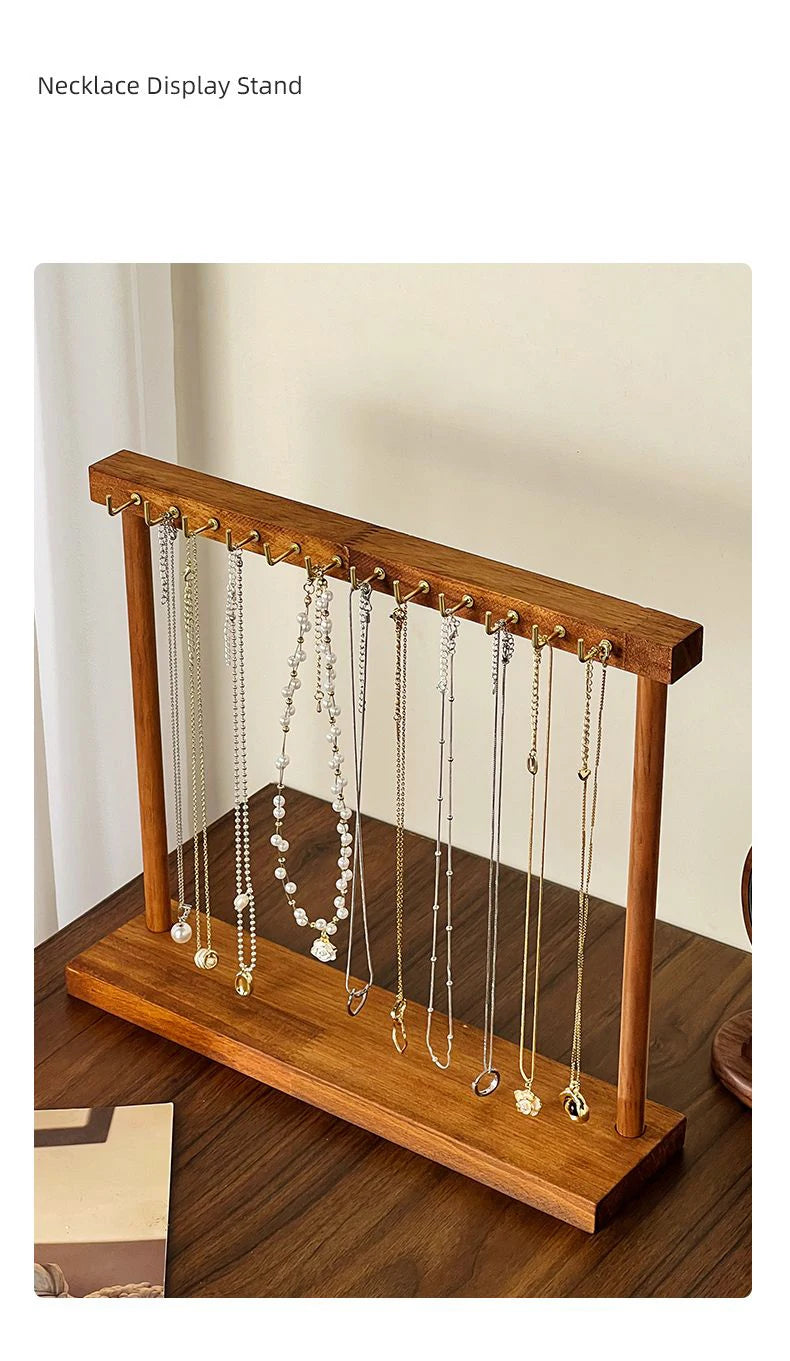 Jewelry Organizer Display Stand Solid Wood Necklace Hanging