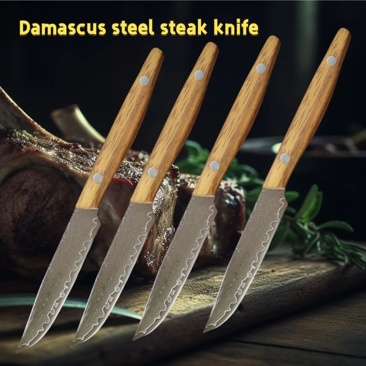 Inch Steak Knife Cover Damascus Steel Blade Sharp
