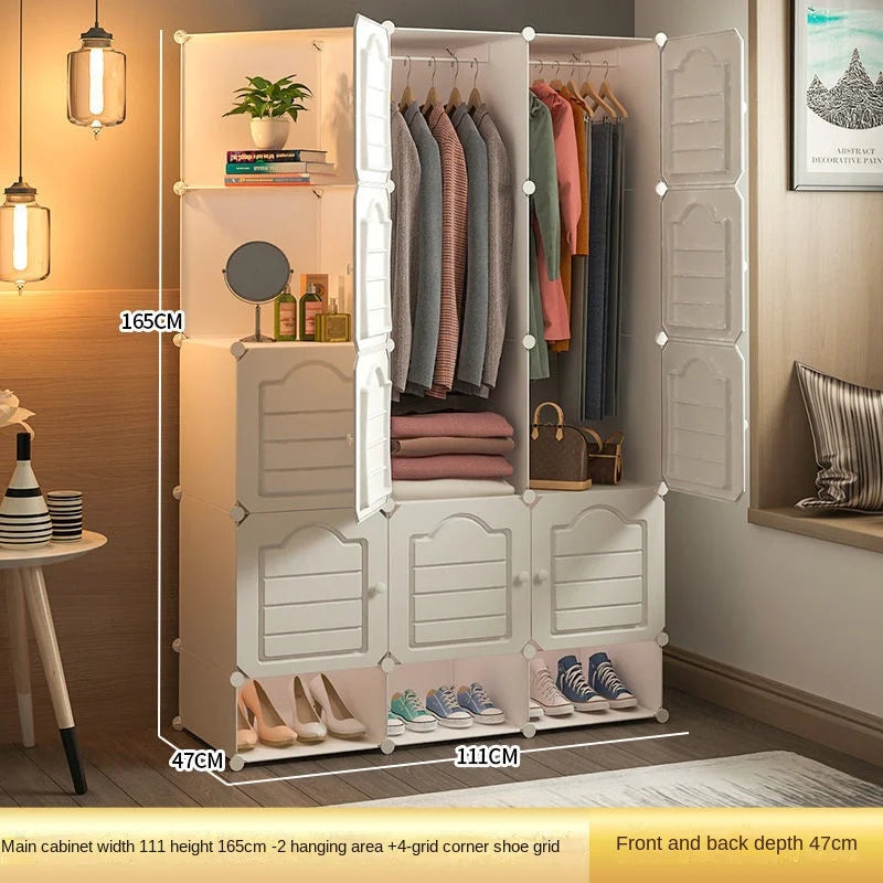 Bedroom Dustproof Clothes Cabinets Plastic Collapsible Durable