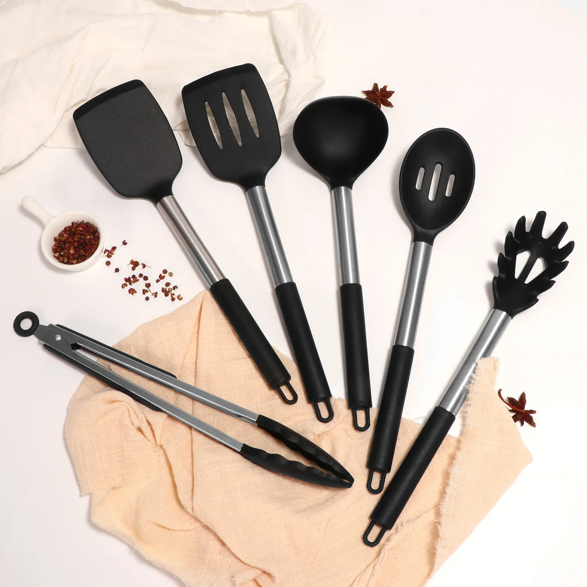 Black Non-Stick Silicone Kitchenware Cooking Utensils Cookware