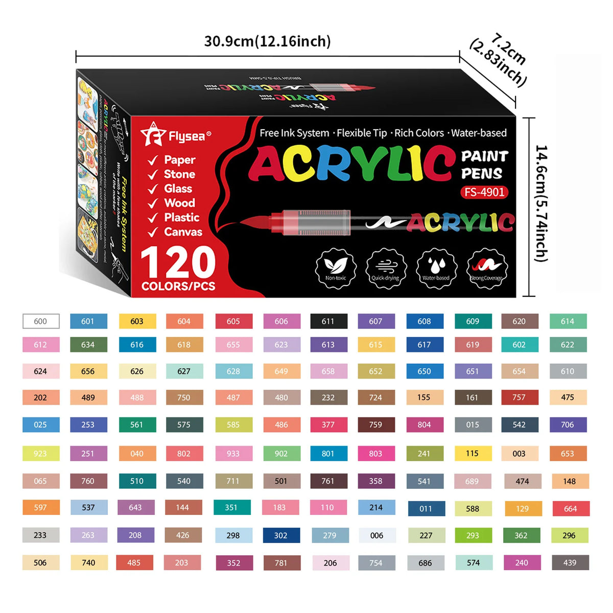 Flysea Acrylic Paint Pens 12-288 Colors Acrylic Paint