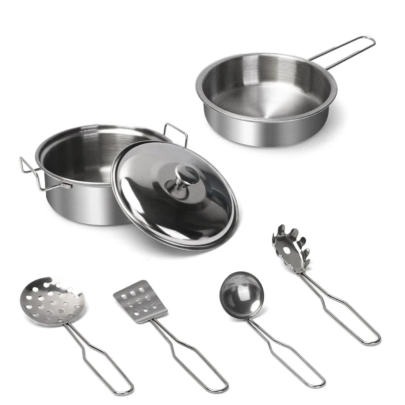 Stainless Steel Kids Toy Real Metal Cooking Utensils