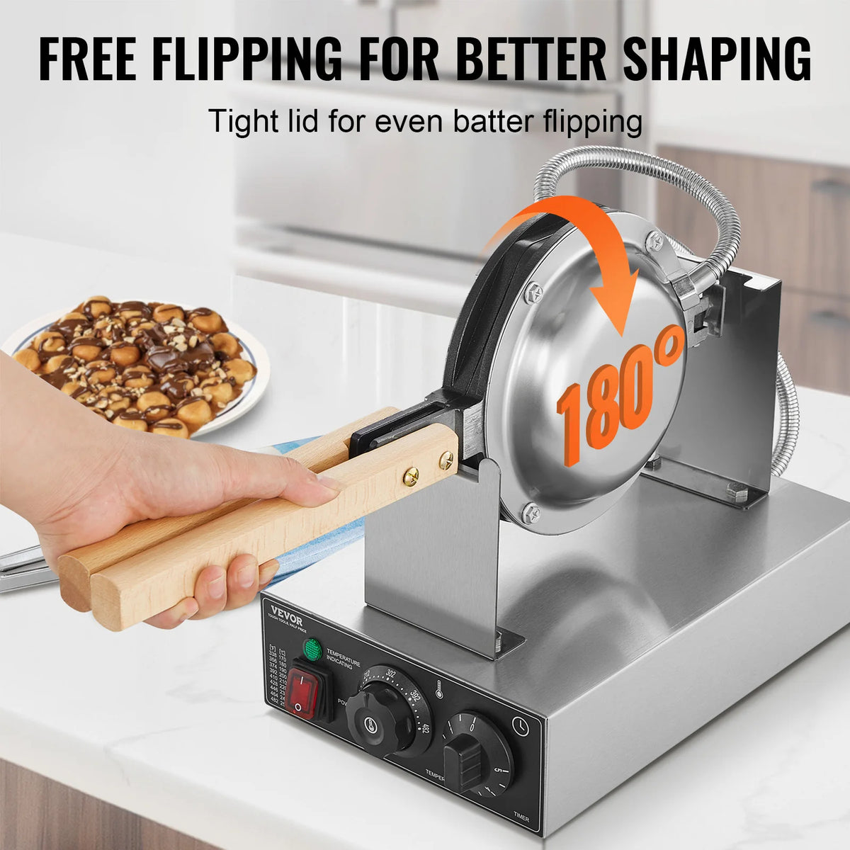 Homewise Commercial Egg Bubble Waffle Maker 1400w Non-Stick