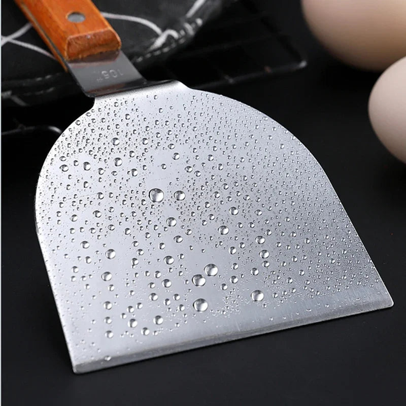 Stainless Steel Wooden Handle Teppanyaki Shovel Non-Slip Frying