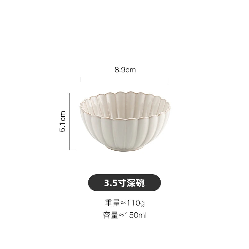 Nordic White Bowls Dinner Plates Ceramic White Glaze