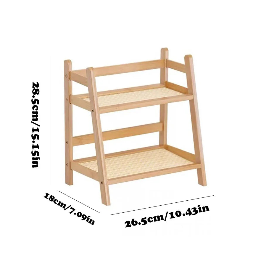 Countertop Organizer Layer Coffee Cup Holder Multipurpose Bamboo