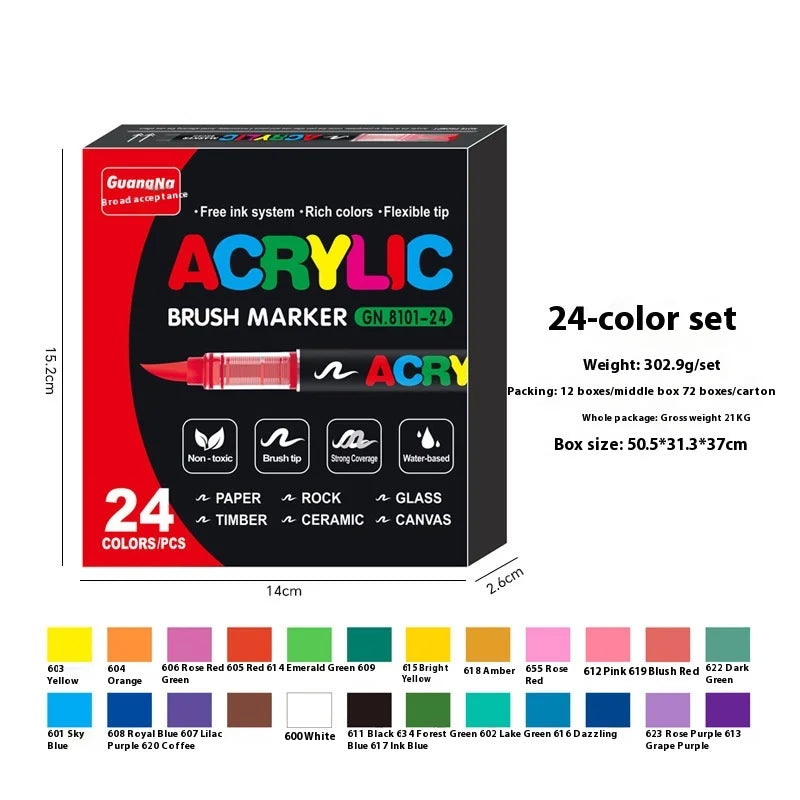 12-240 Colors Acrylic Paint Pens Pencil Brush Markers