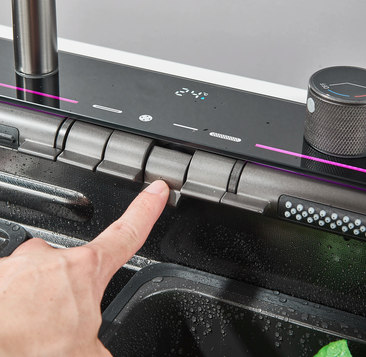 Stainless Steel Waterfall Sink Digital Display Large Sink