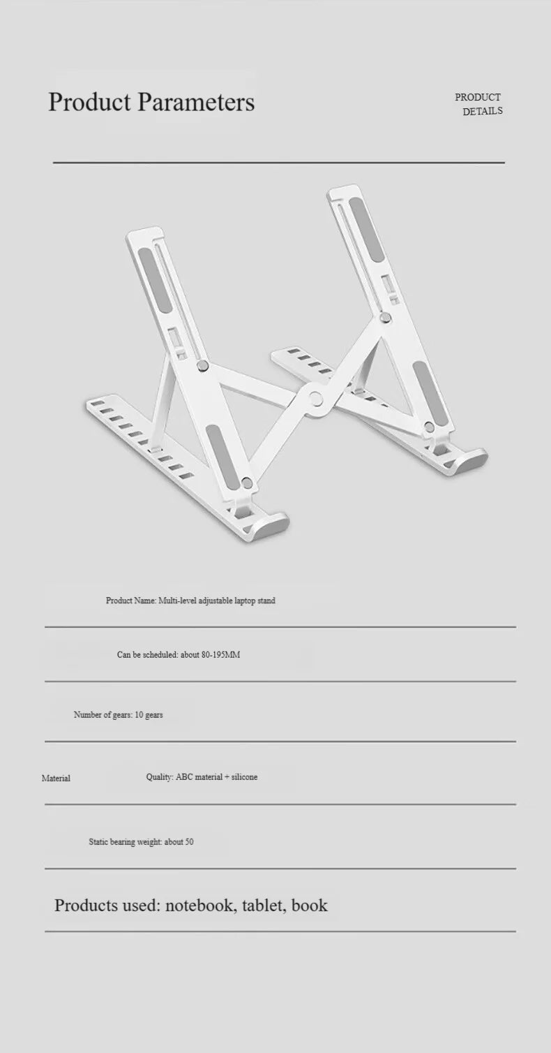 Laptop Stand Foldable Cooling Rack Height Increasing Tray