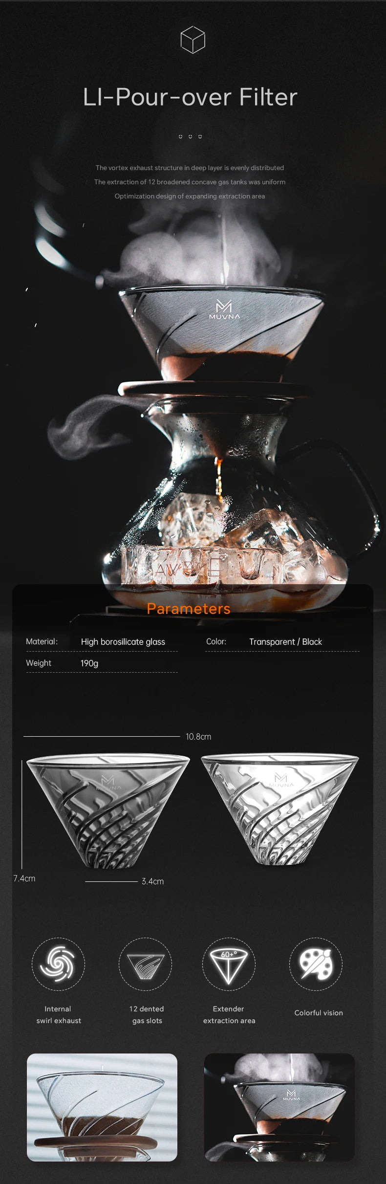 Muvna Pour Over Coffee Coffee Maker Kit Travel