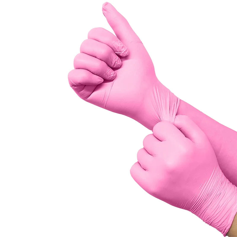 100/50/20pcs Light Pink Disposable Nitrile Gloves Waterproof
