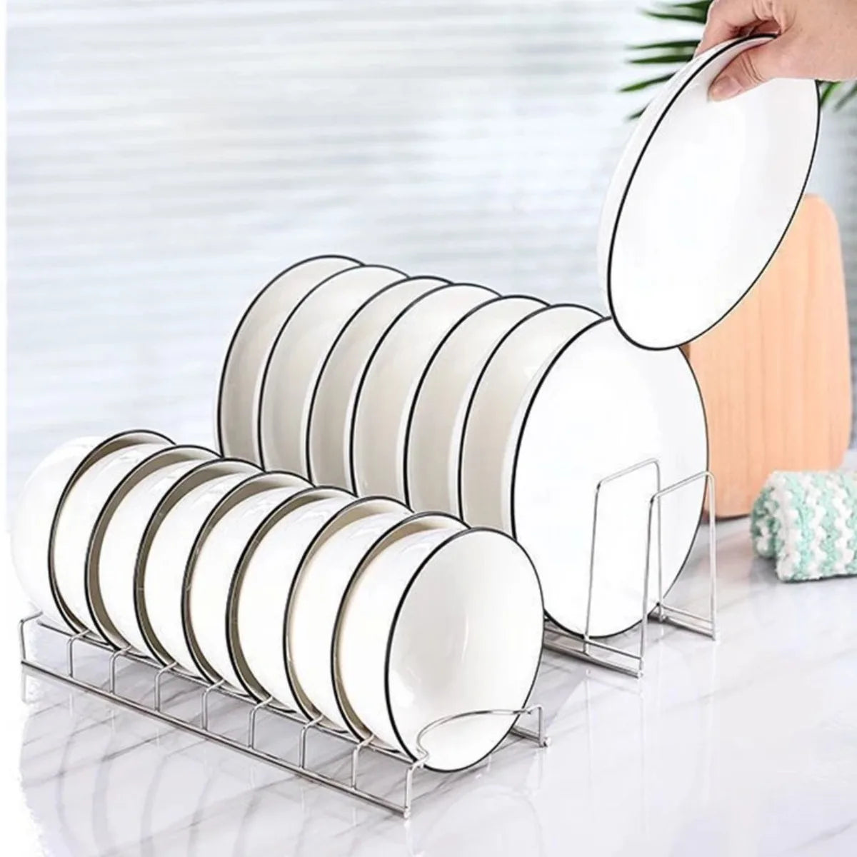 Dish Storage Rack Stainless Steel Dish Drawer Cabinet