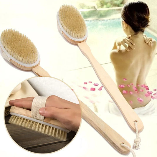 Wooden Long Handled Bristle Brush Back Scrubbing Product