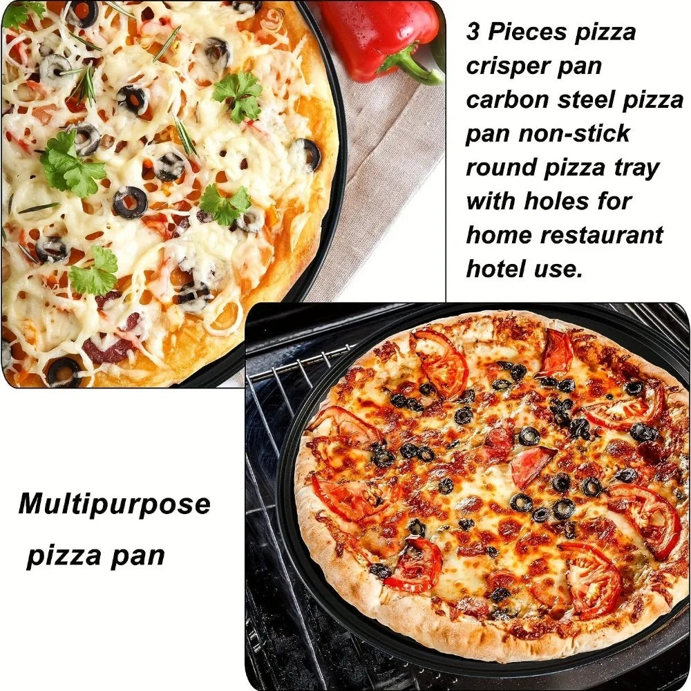 Carbon Steel Perforated Pizza Pan 9/10/11/12/14 Inch Mupti