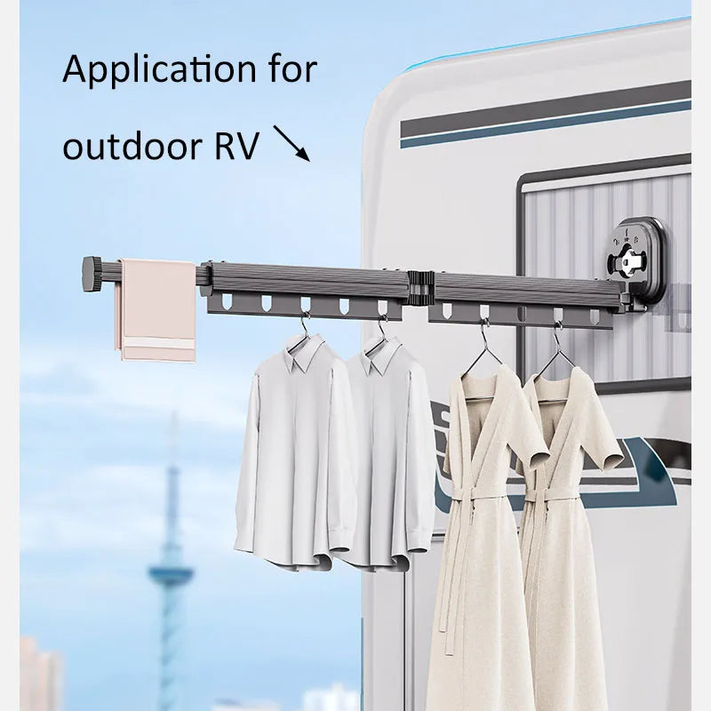 Pc No Punching Wall Mounted Clothes Hanger Retractable
