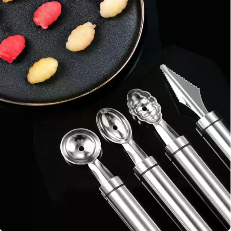 1pcs Fruit Carving Spoon Stainless Steel Waviness Baller