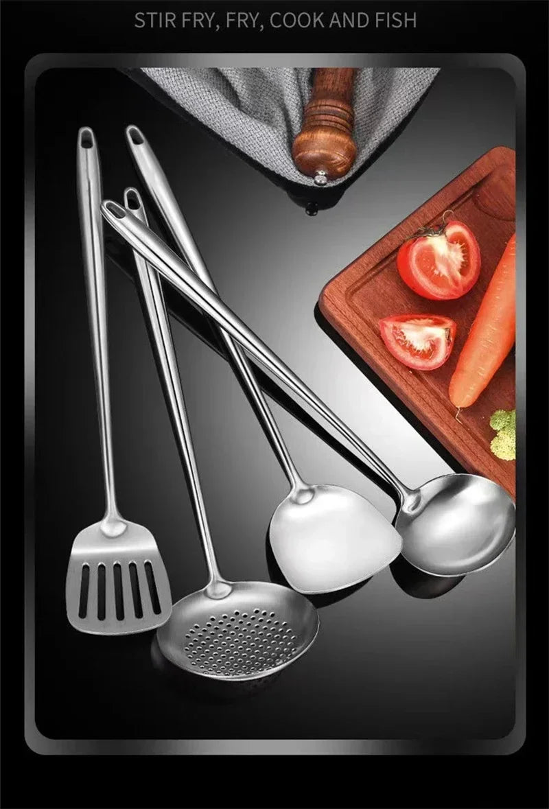 Utensils Food Stainless Steel Wok Spatula Ladle Skimmer